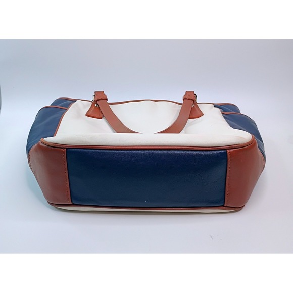 Coach Park Leather Color Block Tote Bag Vintage Cream Navy Brown F23533 Womens - Picture 13 of 16